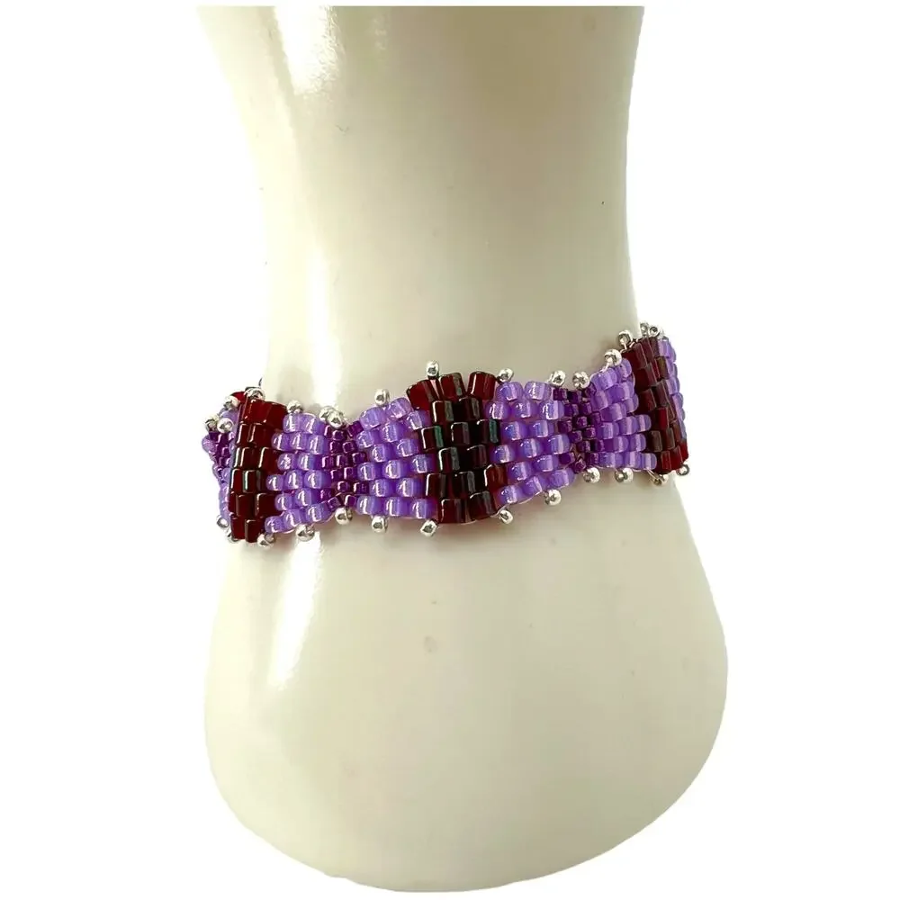 HANDMADE Violet Wave Bracelet 7.25'' Feminine Festival Fairy Boho Glam